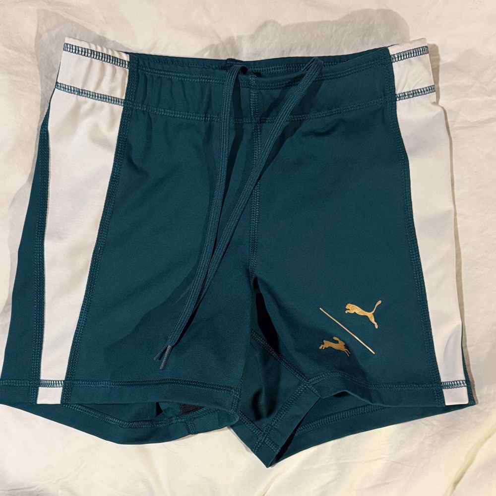 Tracksmith Teal and White Athletic Shorts